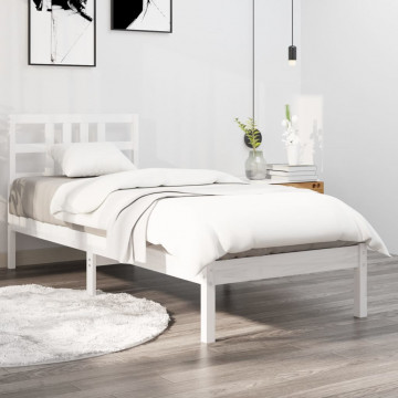 Cadru de pat, alb, 100x200 cm, lemn masiv - Img 1