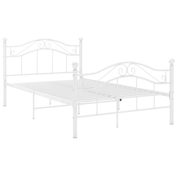 Cadru de pat, alb, 120x200 cm, metal - Img 2