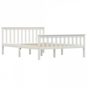 Cadru de pat, alb, 140 x 200 cm, lemn de pin masiv - Img 2