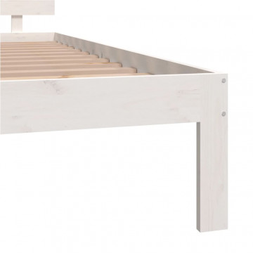 Cadru de pat, alb, 140x200 cm, lemn masiv de pin - Img 5
