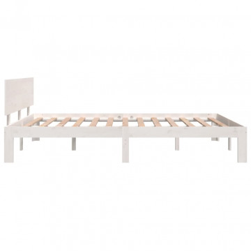 Cadru de pat, alb, 140x200 cm, lemn masiv de pin - Img 8