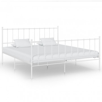 Cadru de pat, alb, 140x200 cm, metal - Img 1