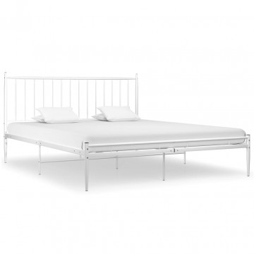 Cadru de pat, alb, 140x200 cm, metal - Img 2
