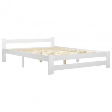 Cadru de pat, alb, 160 x 200 cm, lemn masiv de pin - Img 2