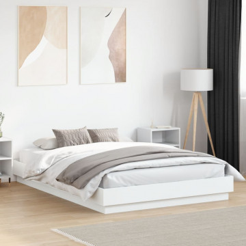 Cadru de pat, alb, 160x200 cm, lemn prelucrat - Img 3