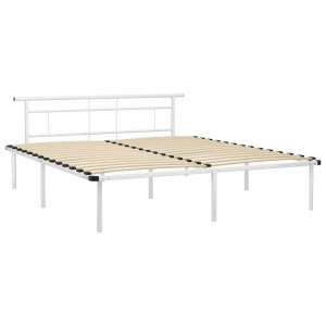 Cadru de pat, alb, 200 x 200 cm, metal - Img 2