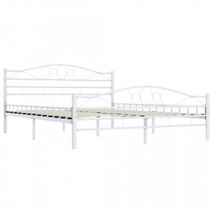 Cadru de pat, alb, 200 x 200 cm, metal - Img 2
