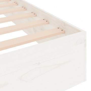 Cadru de pat, alb, 200x200 cm, lemn masiv - Img 6