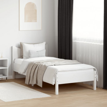 Cadru de pat, alb, 75x190 cm, lemn masiv de pin - Img 3