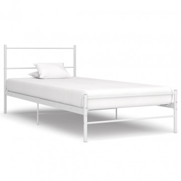 Cadru de pat, alb, 90 x 200 cm, metal - Img 1