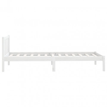 Cadru de pat, alb, 90x200 cm, lemn masiv de pin - Img 8