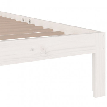 Cadru de pat, alb, 90x200 cm, lemn masiv de pin - Img 5