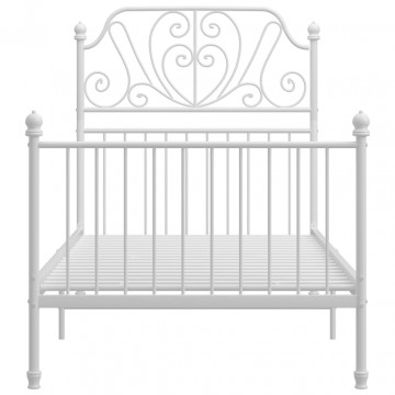 Cadru de pat, alb, 90x200 cm, metal - Img 3