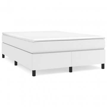 Cadru de pat box spring, alb, 140x200 cm, piele ecologică - Img 2