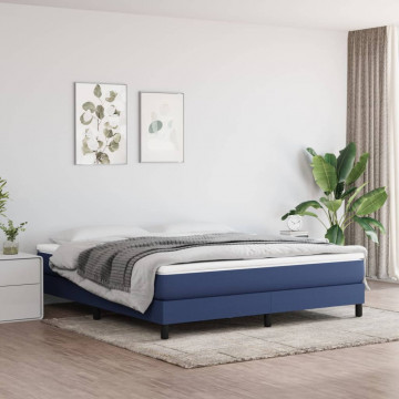 Cadru de pat box spring, albastru, 160x200 cm, textil - Img 1