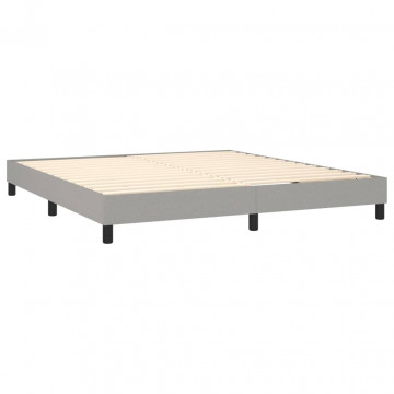 Cadru de pat box spring, gri deschis, 180x200 cm, textil - Img 4