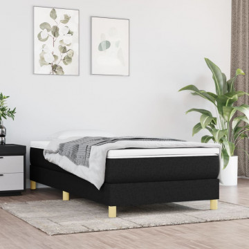 Cadru de pat box spring, negru, 100x200 cm, textil - Img 1