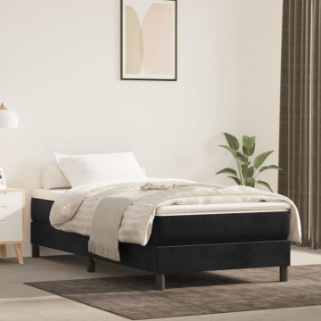 Cadru de pat box spring, negru, 90x200 cm, catifea - Img 1