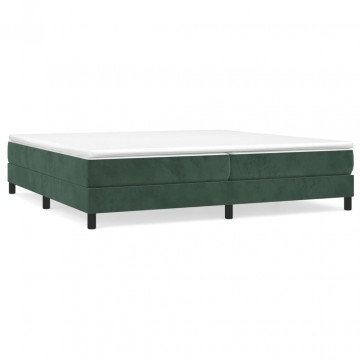 Cadru de pat box spring, verde închis, 200x200 cm, catifea - Img 2