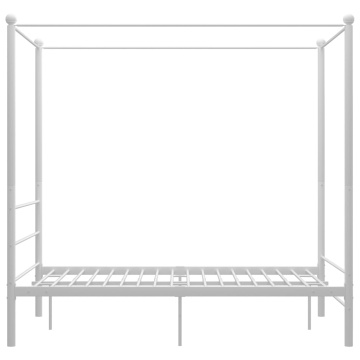 Cadru de pat cu baldachin, alb, 140x200 cm, metal - Img 3