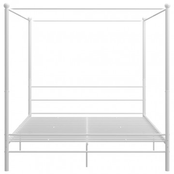 Cadru de pat cu baldachin, alb, 180x200 cm, metal - Img 4