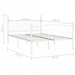 Cadru de pat cu bază din șipci, alb, 120 x 200 cm, metal - Img 5