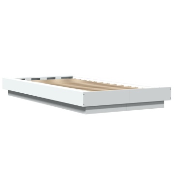 Cadru de pat cu LED, alb, 75x190 cm, lemn prelucrat - Img 6