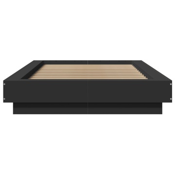 Cadru de pat cu LED, negru, 75x190 cm, lemn prelucrat - Img 8