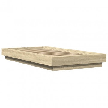 Cadru de pat cu LED, stejar sonoma, 100x200 cm, lemn prelucrat - Img 2