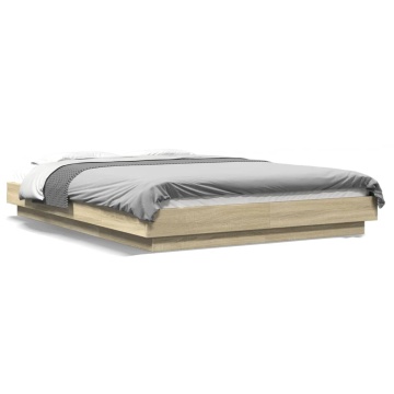 Cadru de pat cu LED stejar sonoma 120x190 cm lemn prelucrat - Img 1