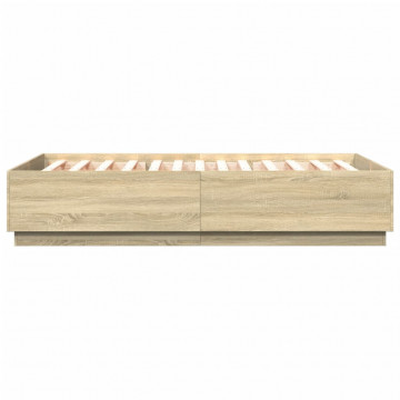 Cadru de pat cu LED stejar sonoma 120x200 cm lemn prelucrat - Img 8