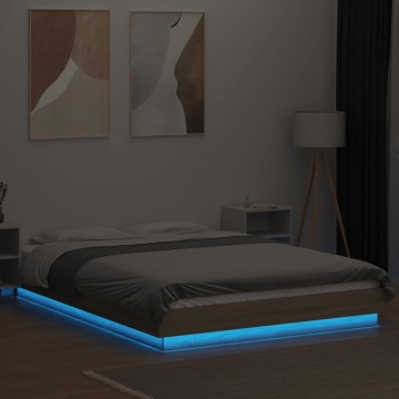 Cadru de pat cu LED stejar sonoma 120x200 cm lemn prelucrat - Img 3
