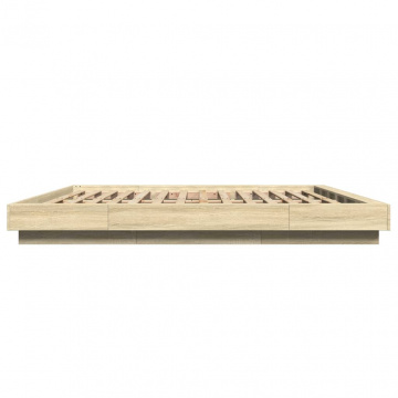Cadru de pat cu LED stejar sonoma 180x200 cm lemn prelucrat - Img 5