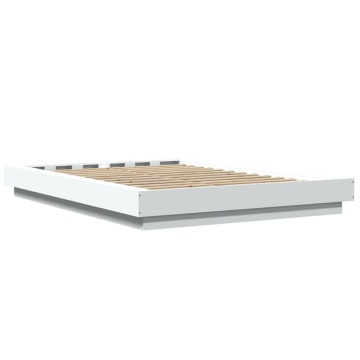 Cadru de pat cu lumini LED, alb, 120x190 cm, lemn prelucrat - Img 6