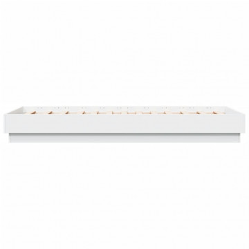 Cadru de pat cu lumini LED, alb, 90x190 cm - Img 6
