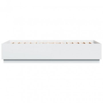 Cadru de pat cu lumini LED, alb, 90x200 cm, lemn prelucrat - Img 5