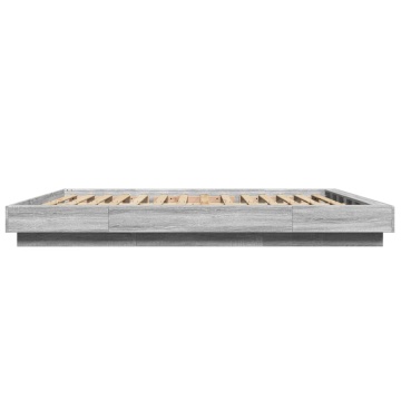 Cadru de pat cu lumini LED gri sonoma 160x200 cm lemn prelucrat - Img 5