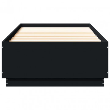 Cadru de pat cu lumini LED, negru, 90x200 cm, lemn prelucrat - Img 5