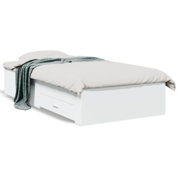Cadru de pat cu sertare, alb, 90x190 cm, lemn prelucrat - Img 2