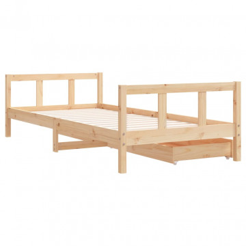 Cadru de pat cu sertare de copii, 90x200 cm, lemn masiv pin - Img 6