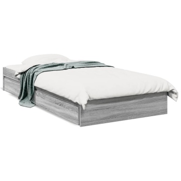 Cadru de pat cu sertare gri sonoma 100x200 cm lemn prelucrat - Img 1