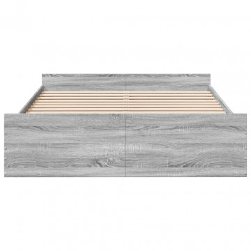 Cadru de pat cu sertare, gri sonoma, 160x200 cm lemn prelucrat - Img 4
