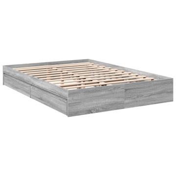 Cadru de pat cu sertare, gri sonoma, 160x200 cm lemn prelucrat - Img 2