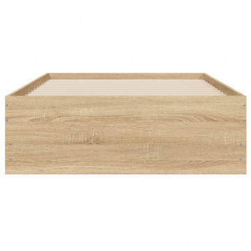 Cadru de pat cu sertare stejar sonoma 100x200 cm lemn prelucrat - Img 5