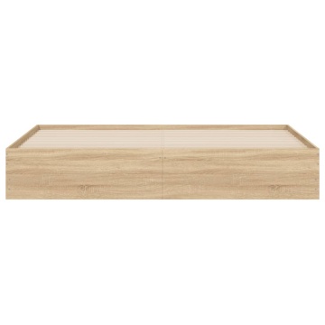 Cadru de pat cu sertare stejar sonoma 200x200 cm lemn prelucrat - Img 5