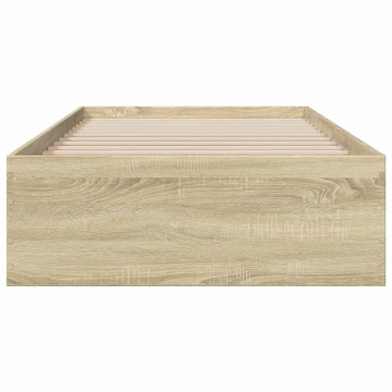 Cadru de pat cu sertare stejar sonoma 75x190 cm lemn prelucrat - Img 4