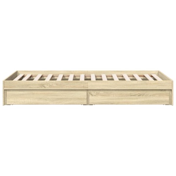 Cadru de pat cu sertare stejar sonoma 90x200 cm lemn prelucrat - Img 8