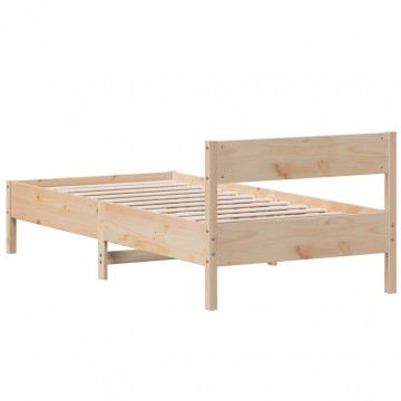 Cadru de pat cu tăblie, 100x200 cm, lemn masiv de pin - Img 5