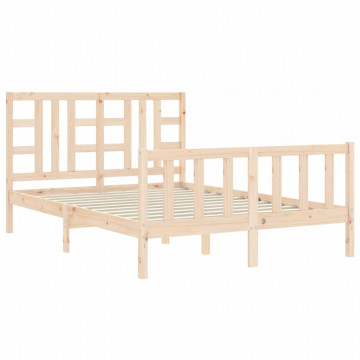 Cadru de pat cu tăblie, 140x190 cm, lemn masiv - Img 8