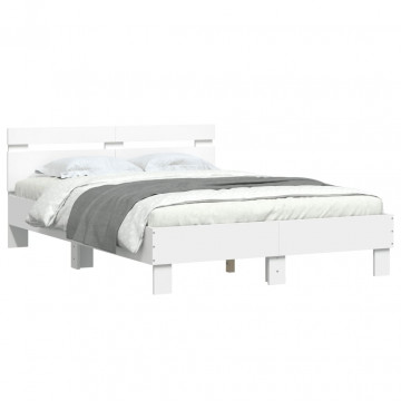 Cadru de pat cu tăblie, alb, 120x190 cm, lemn prelucrat - Img 3